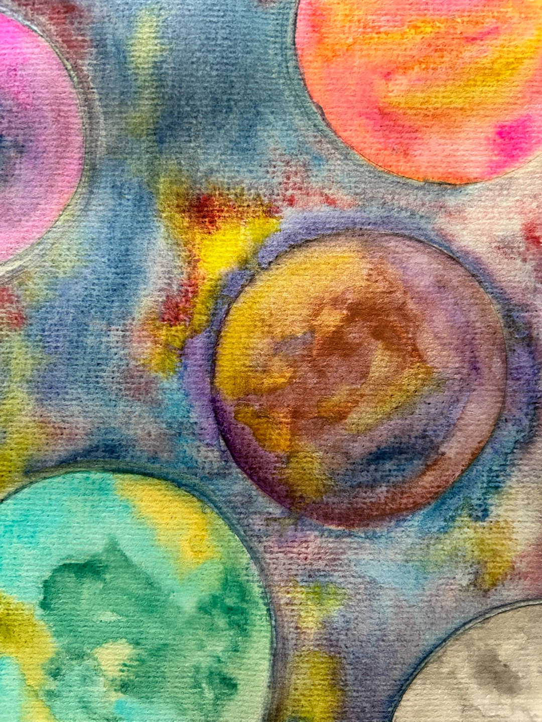 Original Abstract Planet & Space Watercolour Painting – 6” × 9” - photo 2