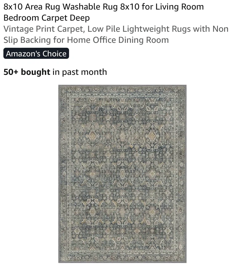 New 8x10 Washable Area Rug Grey/Tan/Cream
