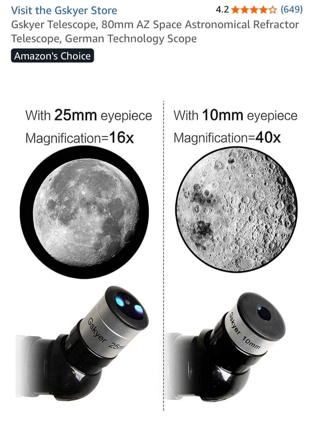 Gskyer 80mm AZ Astronomical Refractor Telescope - photo 2