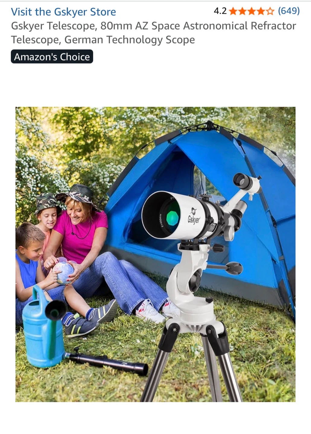 Gskyer 80mm AZ Astronomical Refractor Telescope - photo 3