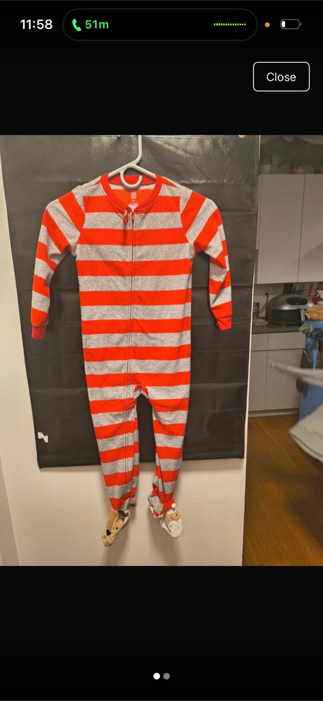 Orange and Gray Striped Kids Pajamas
