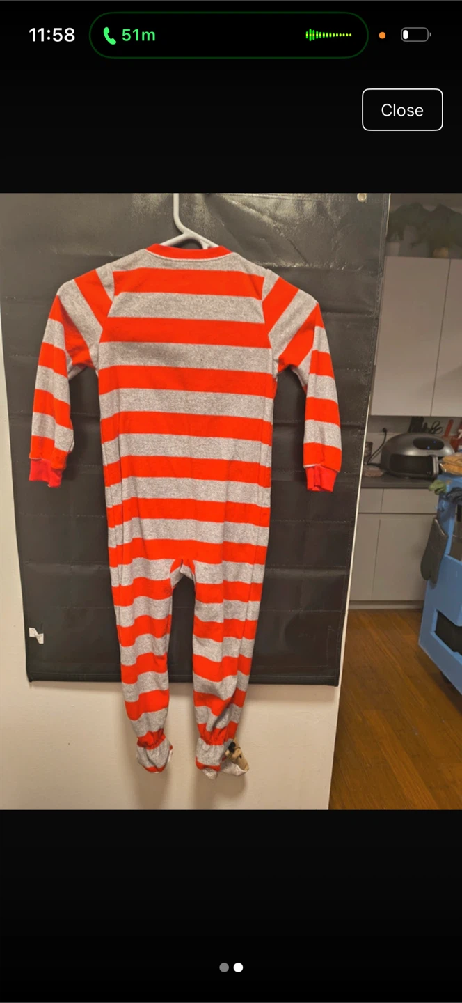 Orange and Gray Striped Kids Pajamas - photo 2