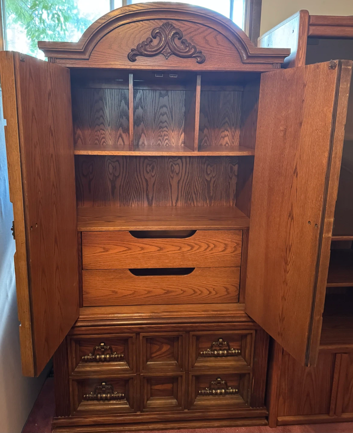 Vintage Oak Wood Armoire Cabinet - photo 2