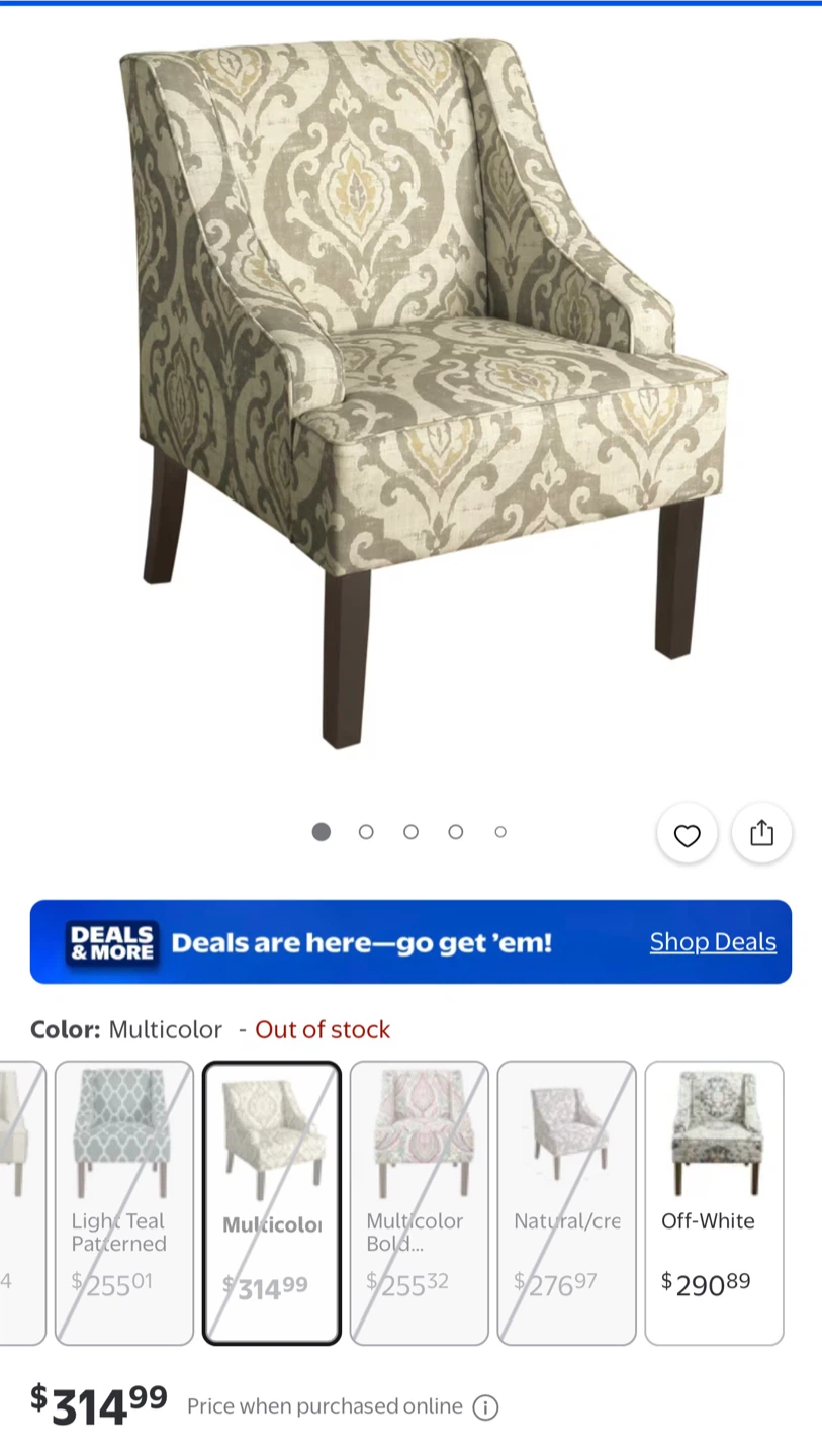 Multicolor Patterned Accent Chair with  storage ottoman - photo 3