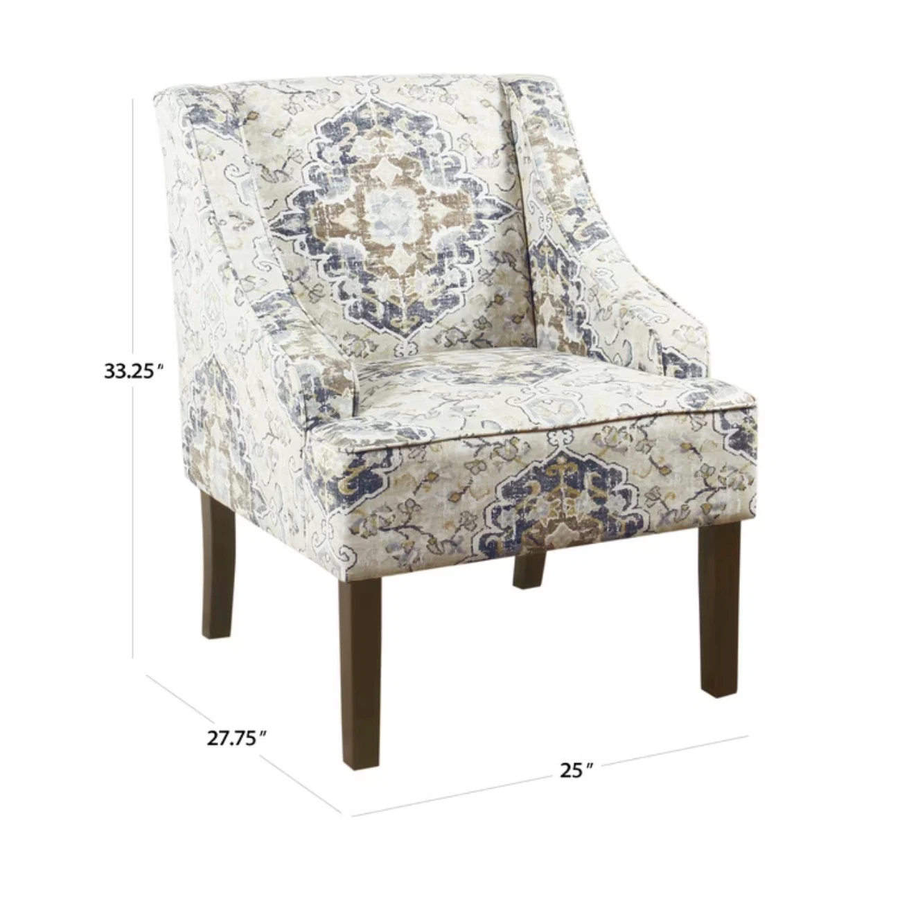 Multicolor Patterned Accent Chair with  storage ottoman - photo 4