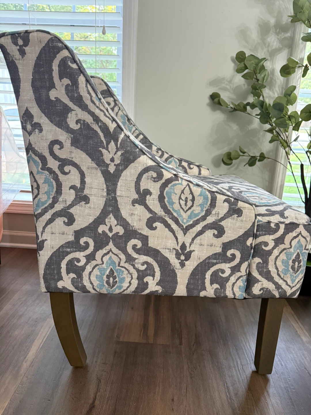 Multicolor Patterned Accent Chair with  storage ottoman - photo 5