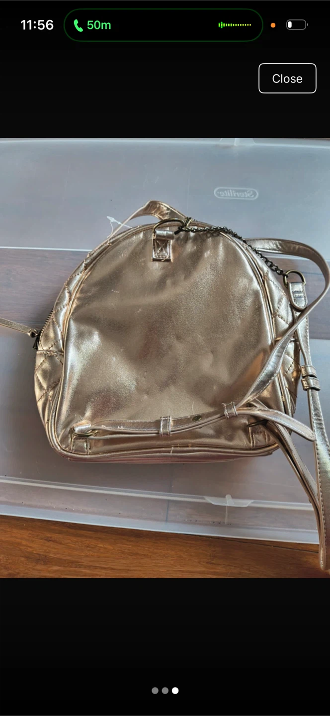 Metallic Gold Quilted Mini Backpack - photo 3