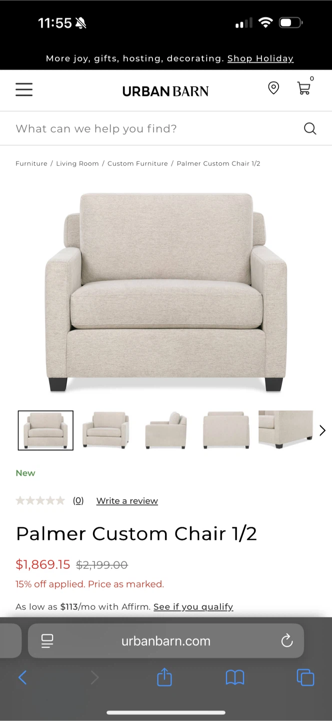 Urban barn gray custom chairs $299 each ret $4000 - photo 3