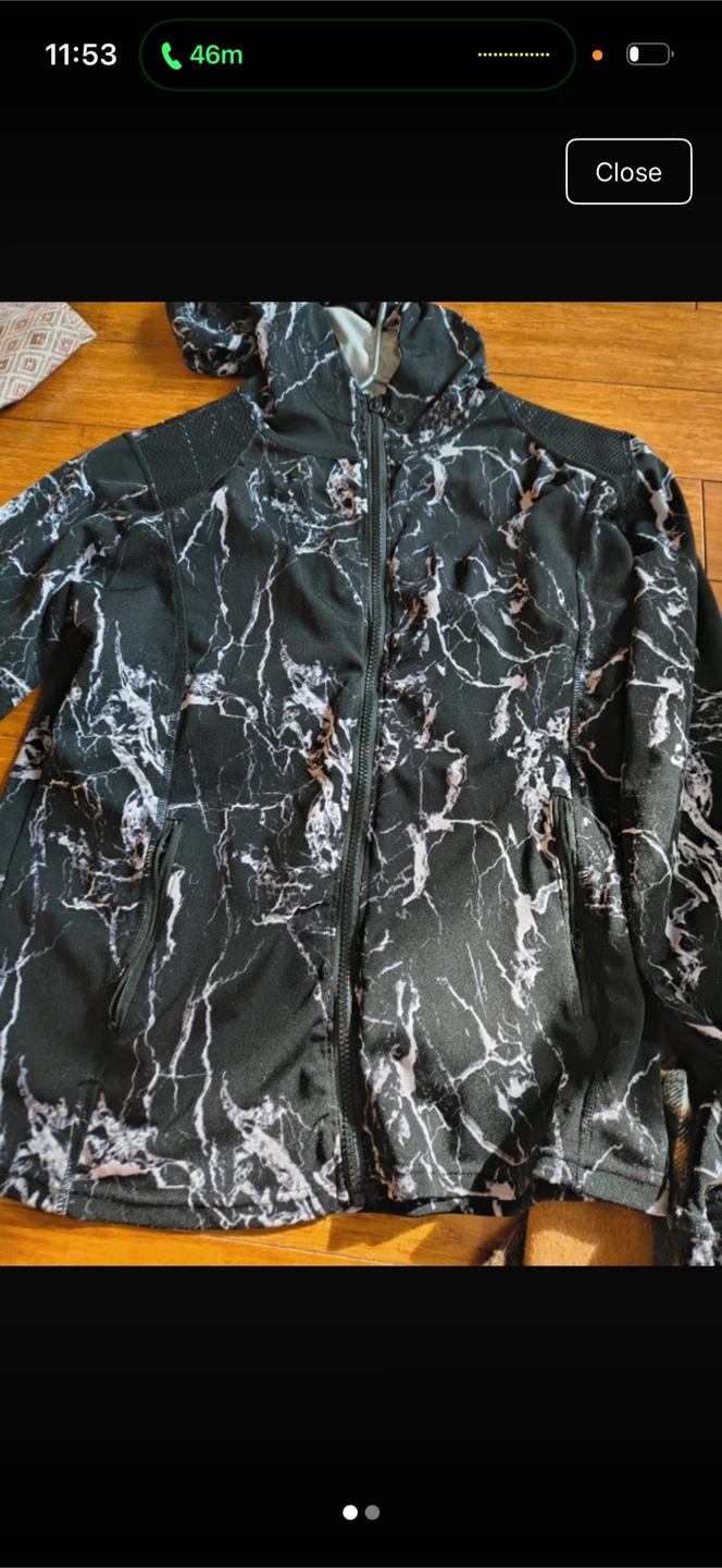 Black and White Marble Print Zip-Up Hoodie