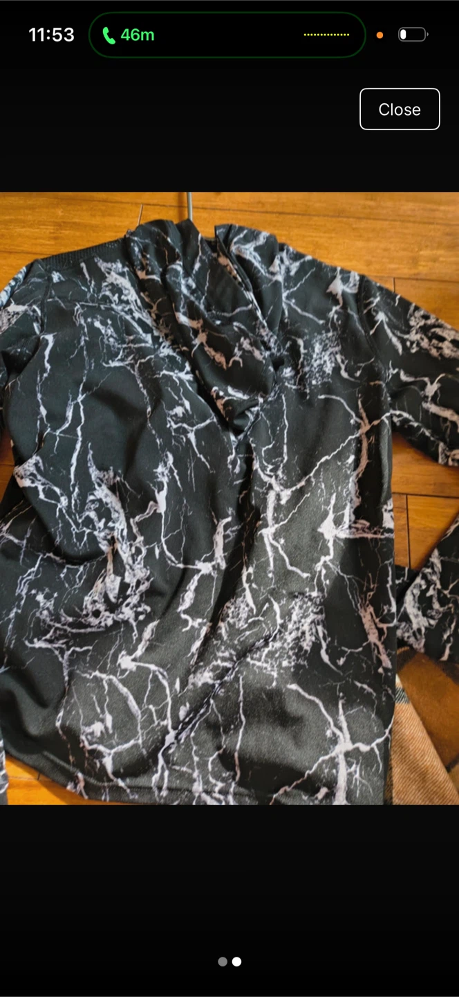 Black and White Marble Print Zip-Up Hoodie - photo 2