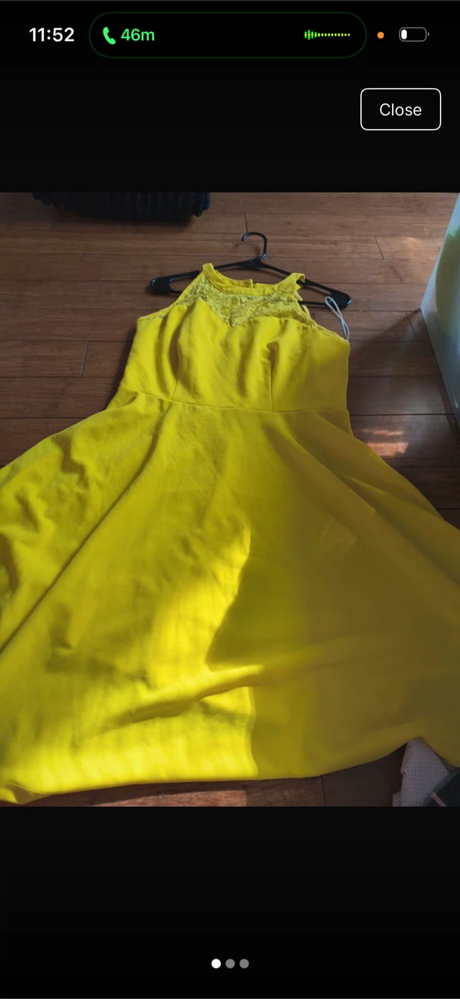 Bright Yellow Sleeveless Lace Detail Dress