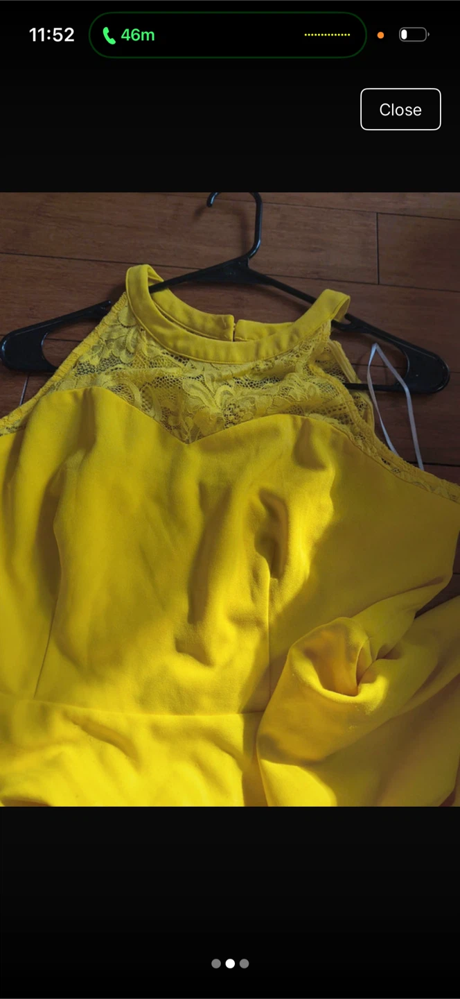 Bright Yellow Sleeveless Lace Detail Dress - photo 2