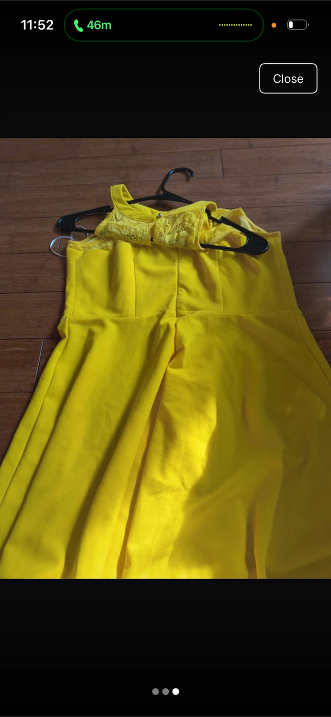 Bright Yellow Sleeveless Lace Detail Dress - photo 3
