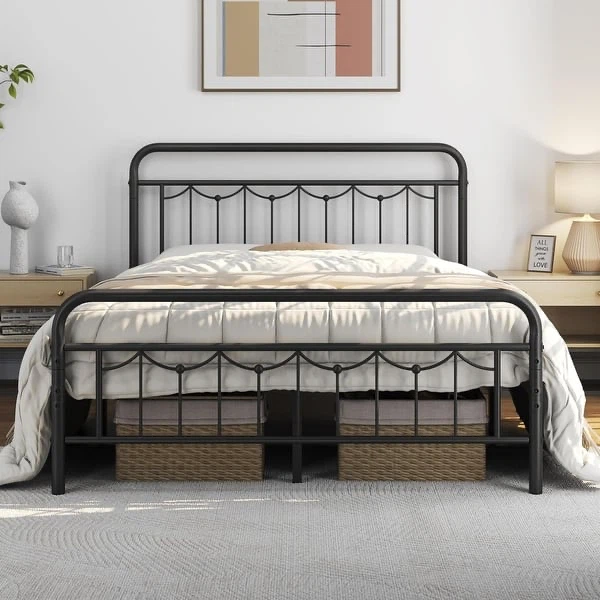 Queen Vintage Farmhouse Metal Bed Frame