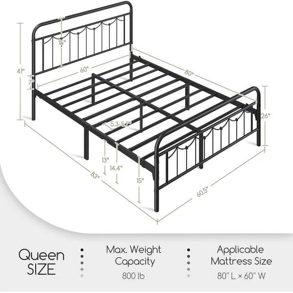 Queen Vintage Farmhouse Metal Bed Frame - photo 2