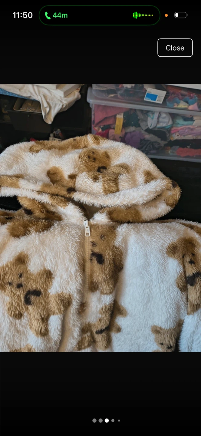 SHEIN Teddy Bear Print Fuzzy Zip-Up Hoodie - photo 3