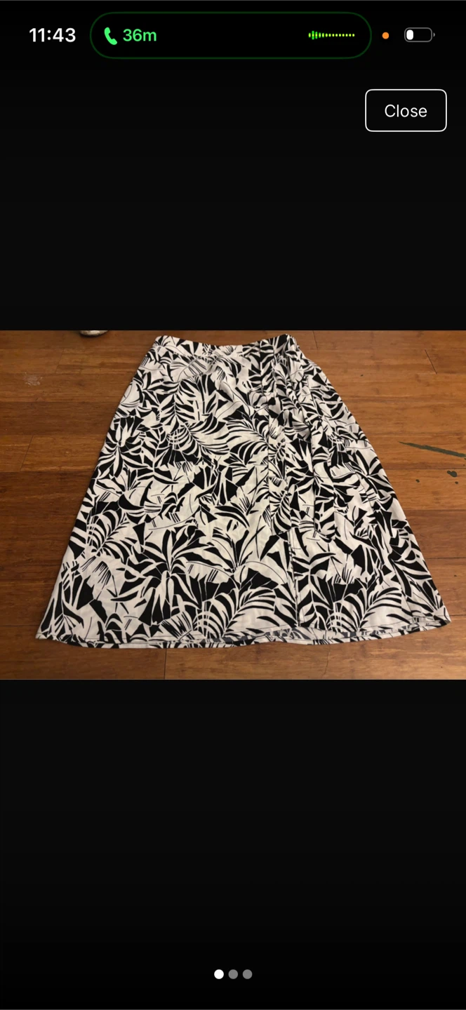 Black and White Tropical Print Wrap Skirt
