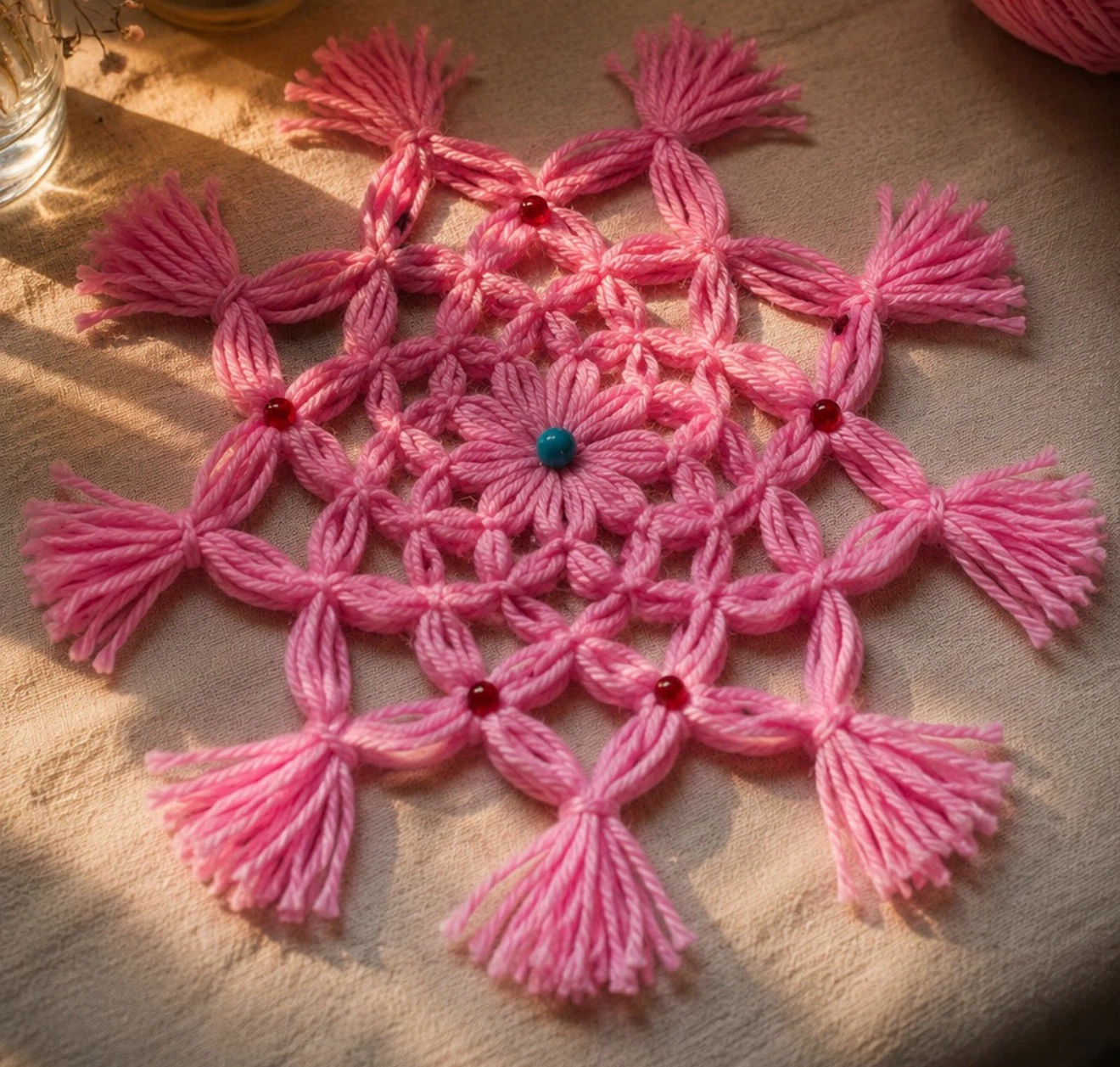 Handmade Pink Macramé Decoration