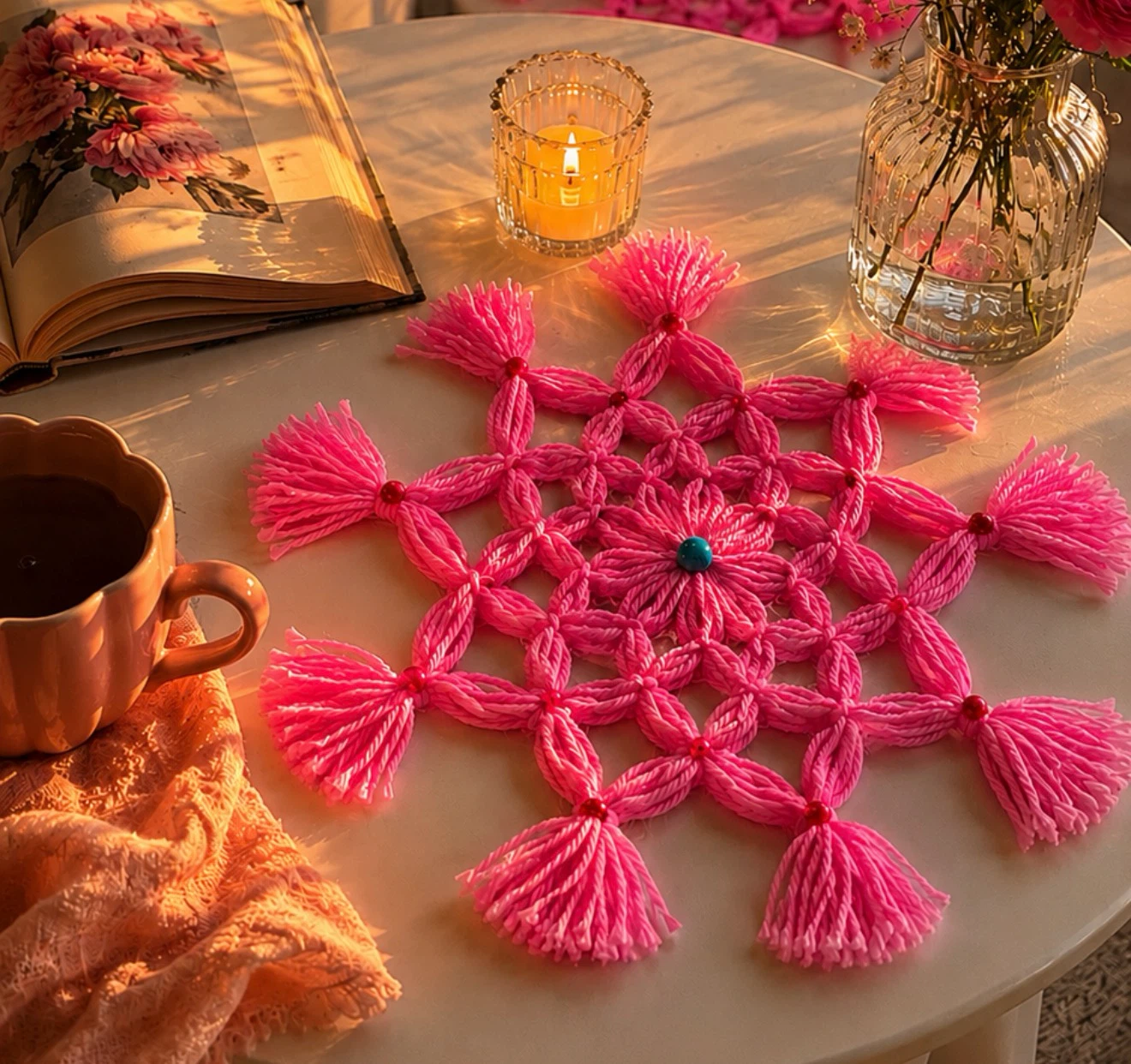 Handmade Pink Macramé Decoration - photo 2