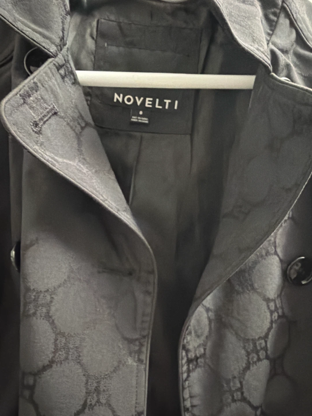 Novelti Black Patterned Trench Coat