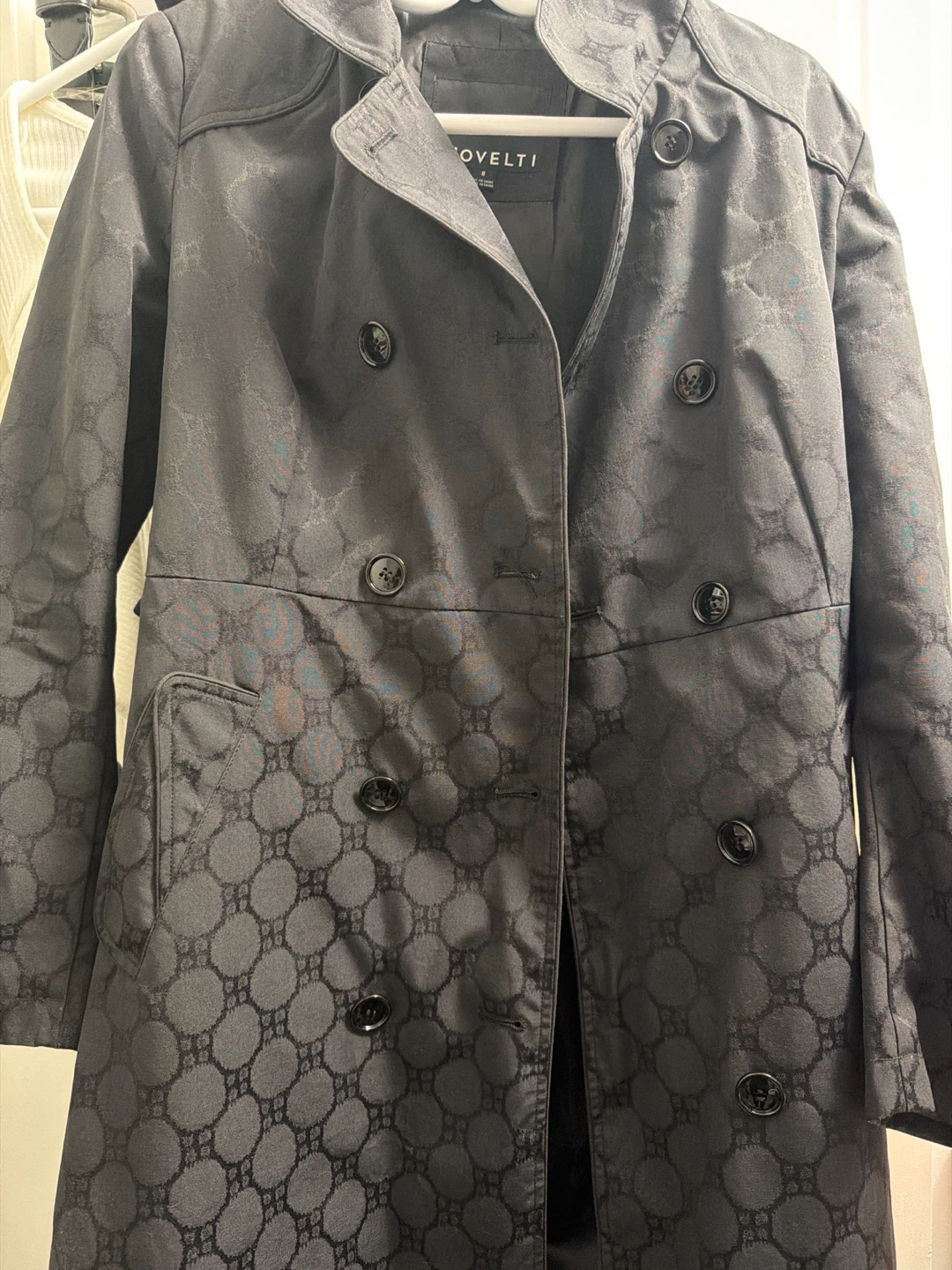 Novelti Black Patterned Trench Coat - photo 2