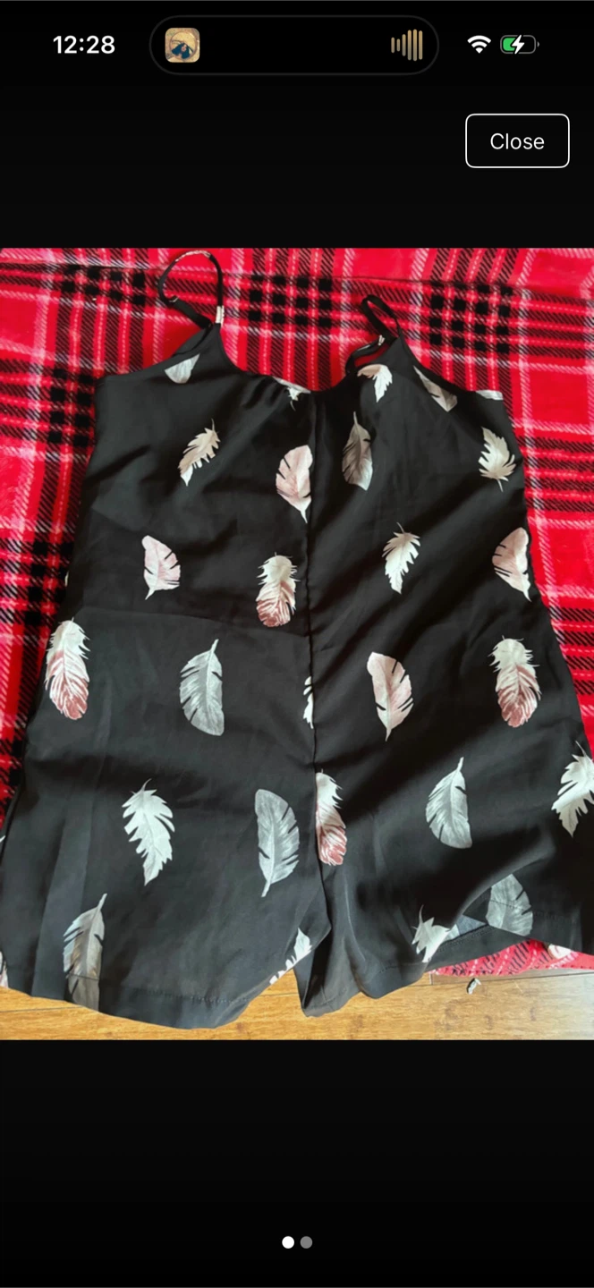 Black Feather Print Romper