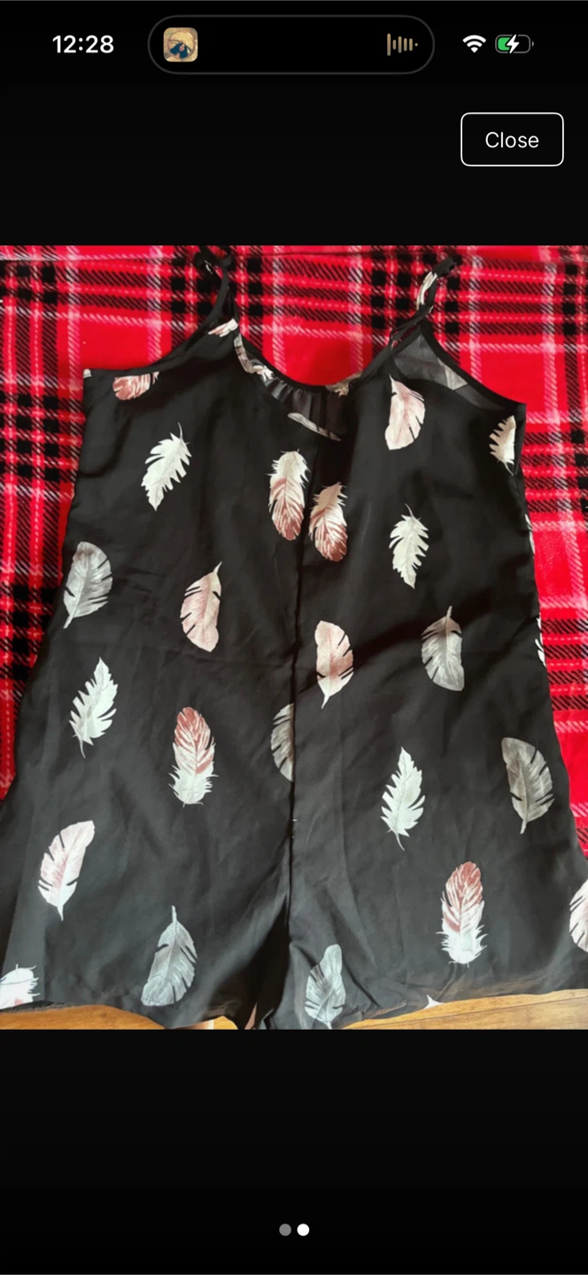 Black Feather Print Romper - photo 2