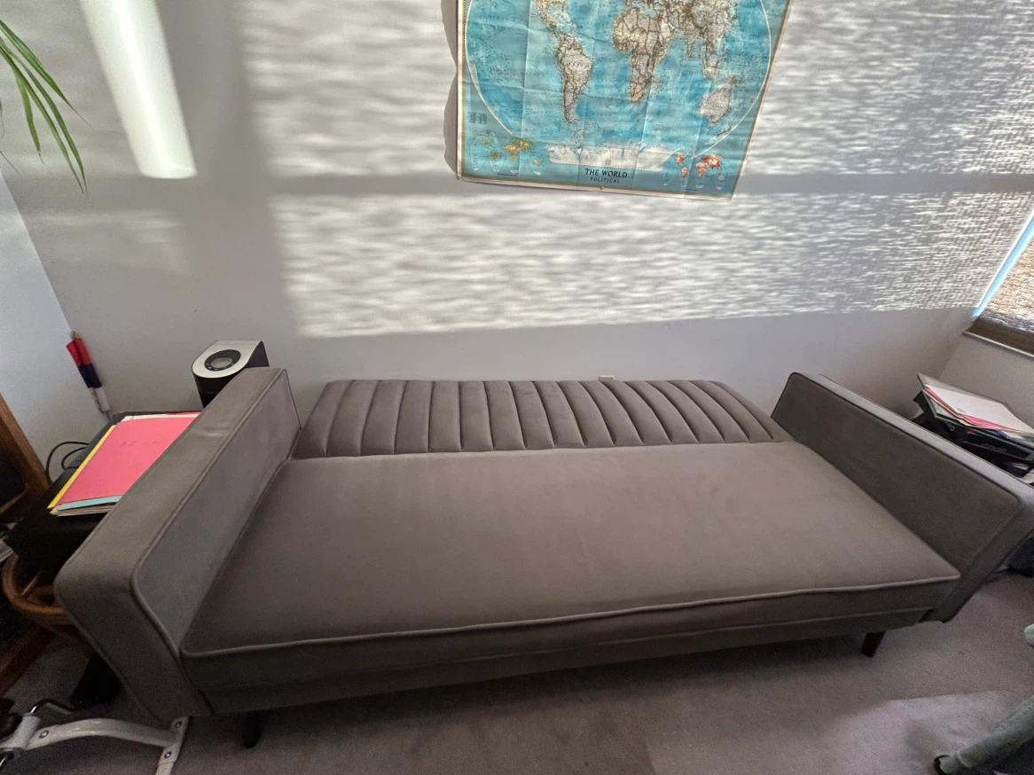 Grey Velvet Convertible Sofa Bed