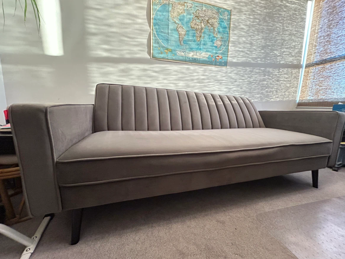 Grey Velvet Convertible Sofa Bed - photo 2