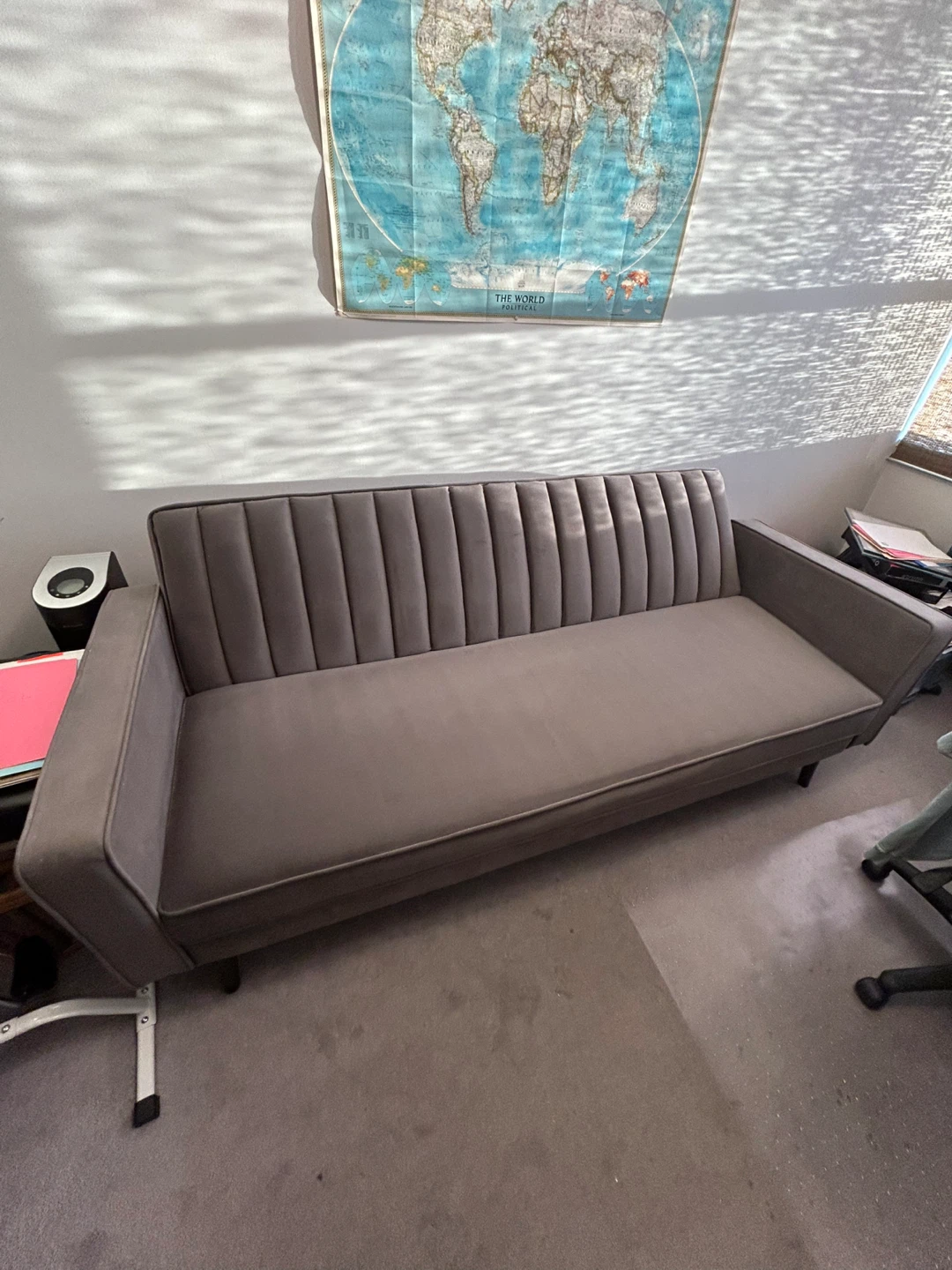 Grey Velvet Convertible Sofa Bed - photo 3