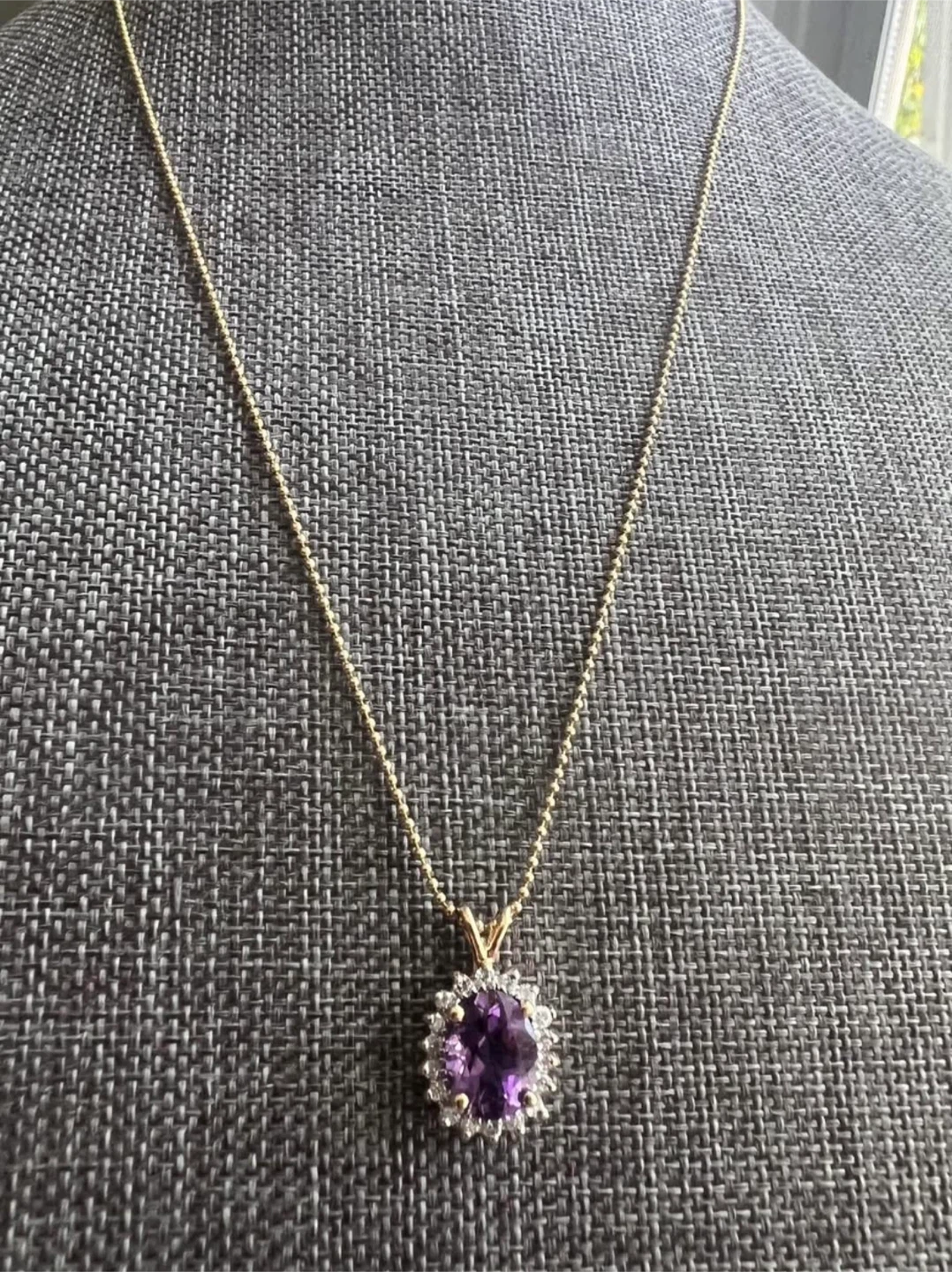 14K Gold Amethyst and Diamond Necklace - photo 2