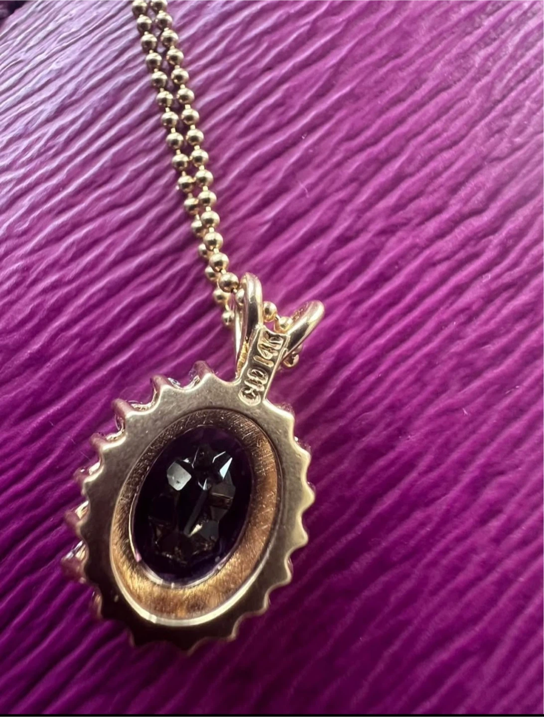 14K Gold Amethyst and Diamond Necklace - photo 3