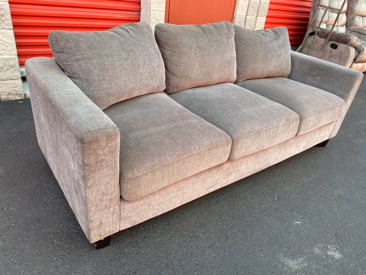 Modern 3-Seat Grey Fabric Sofa
