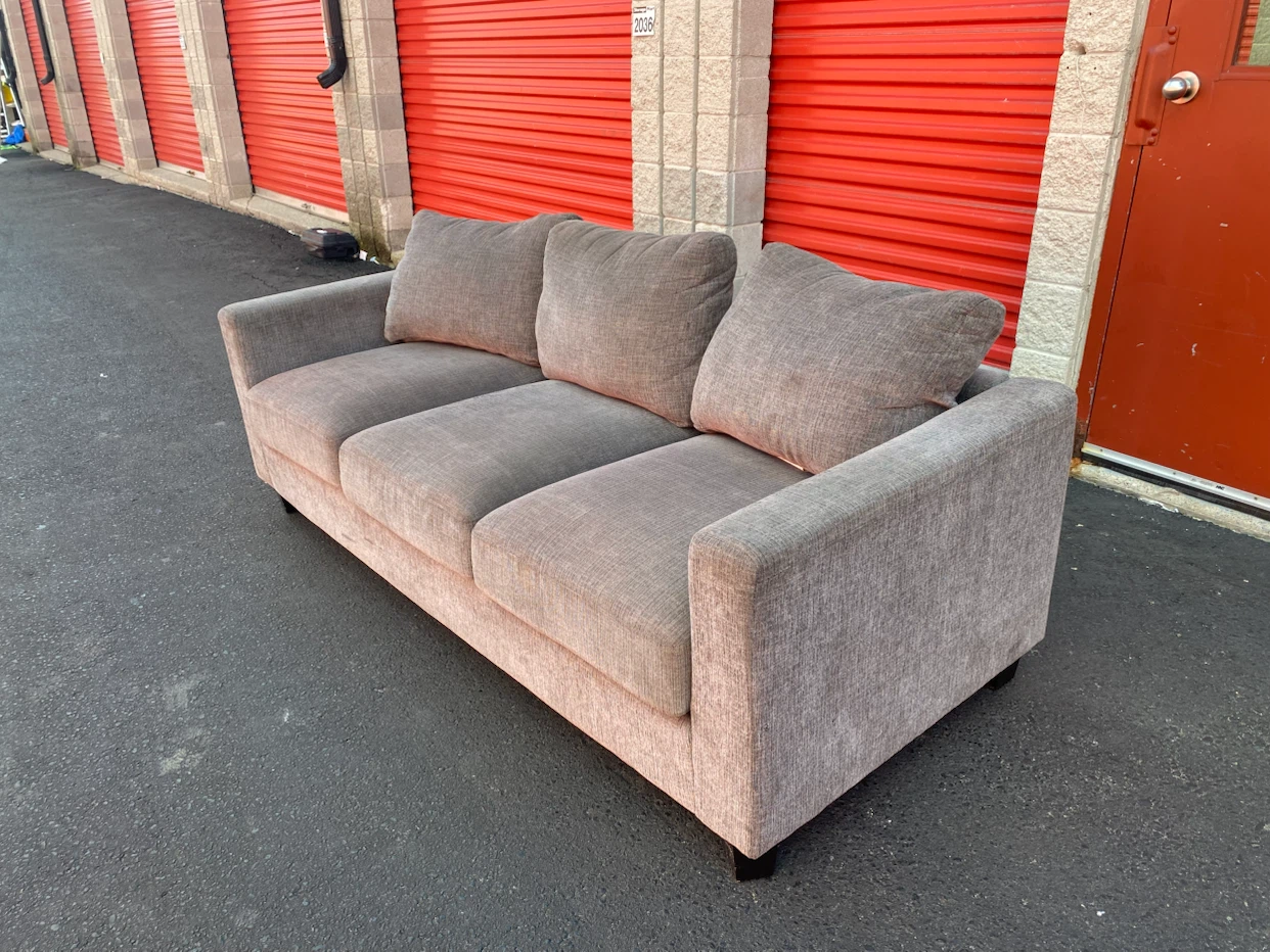 Modern 3-Seat Grey Fabric Sofa - photo 2