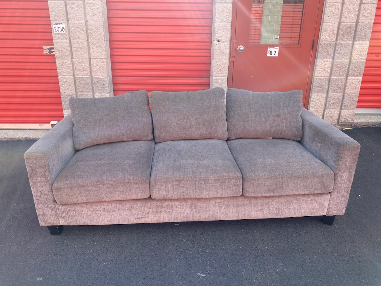 Modern 3-Seat Grey Fabric Sofa - photo 3