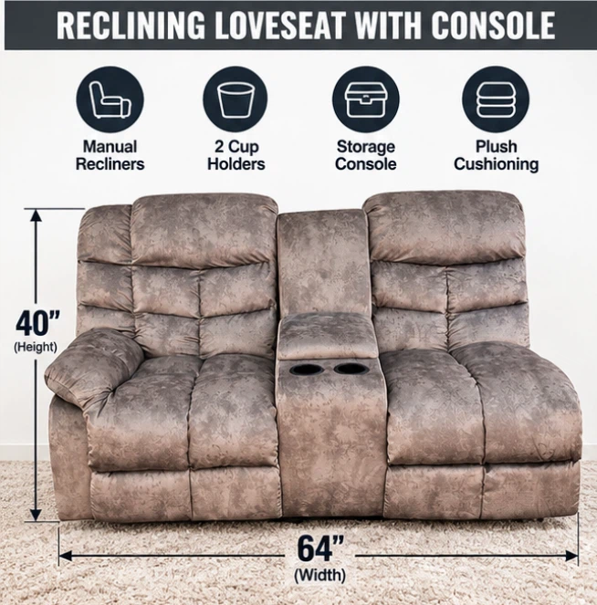 Reclining Loveseat with Console - photo 5