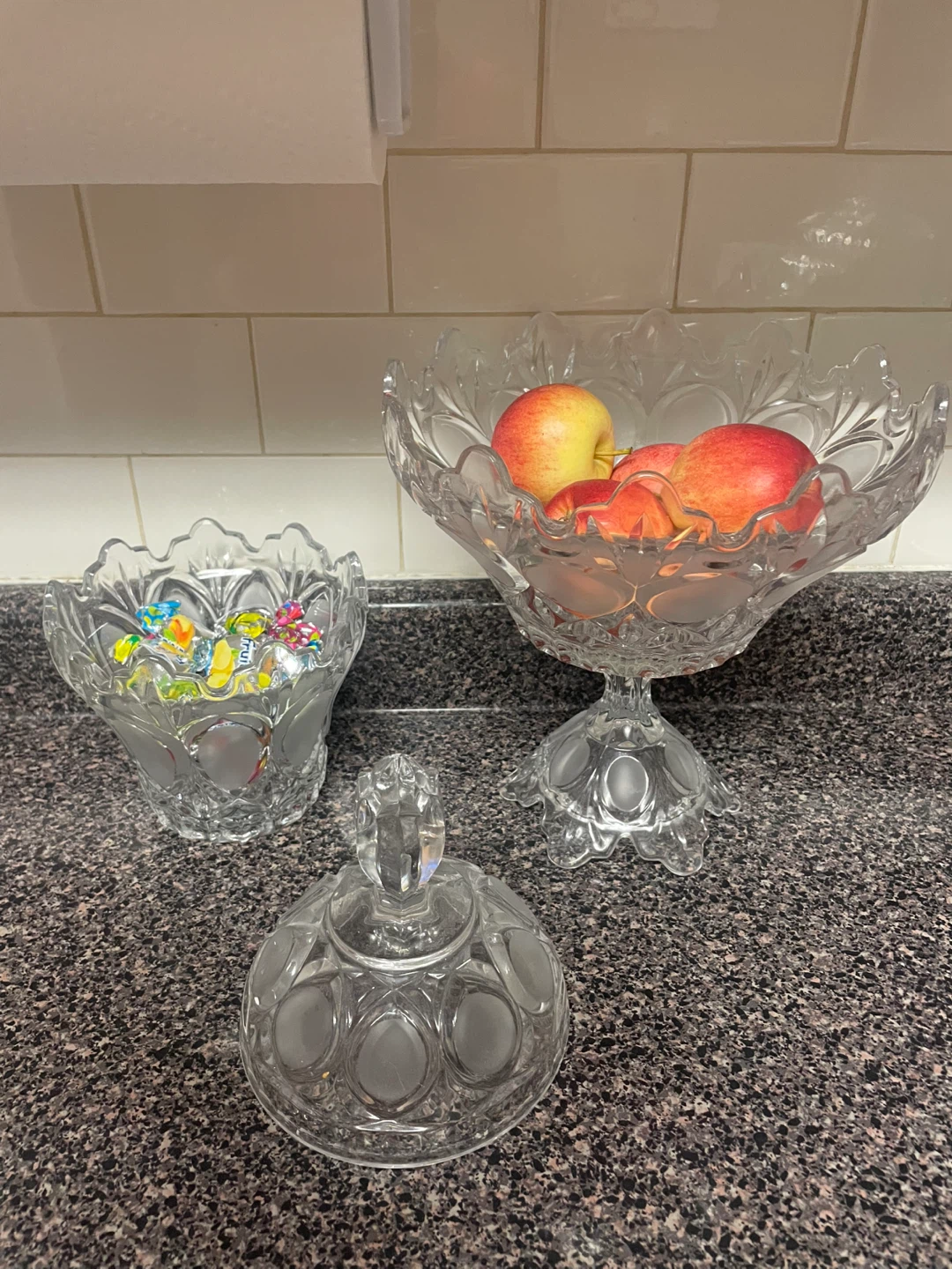 Clear Glass Pedestal Bowl and Lidded Jar Set - photo 4