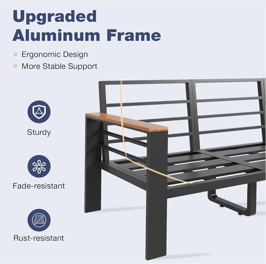 Outdoor Aluminum Loveseat Sofa - photo 3
