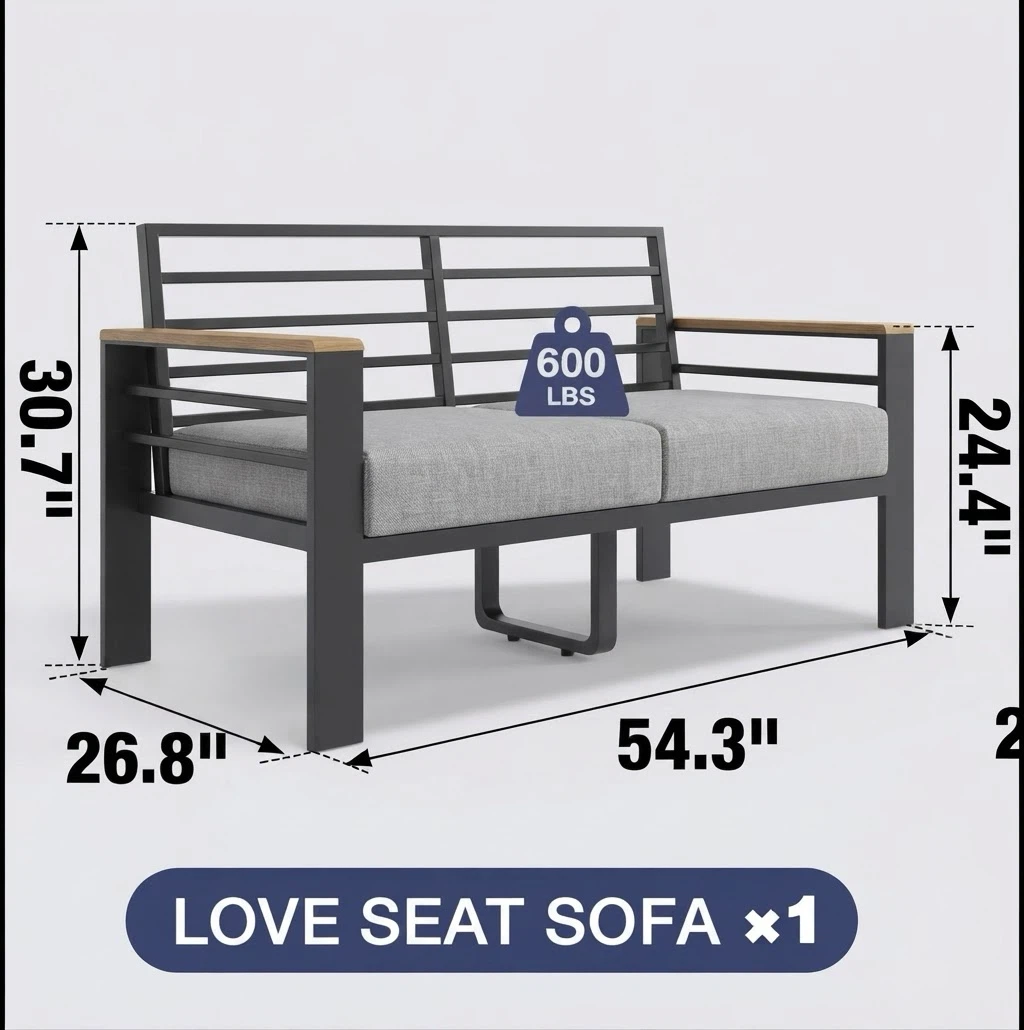 Outdoor Aluminum Loveseat Sofa - photo 4