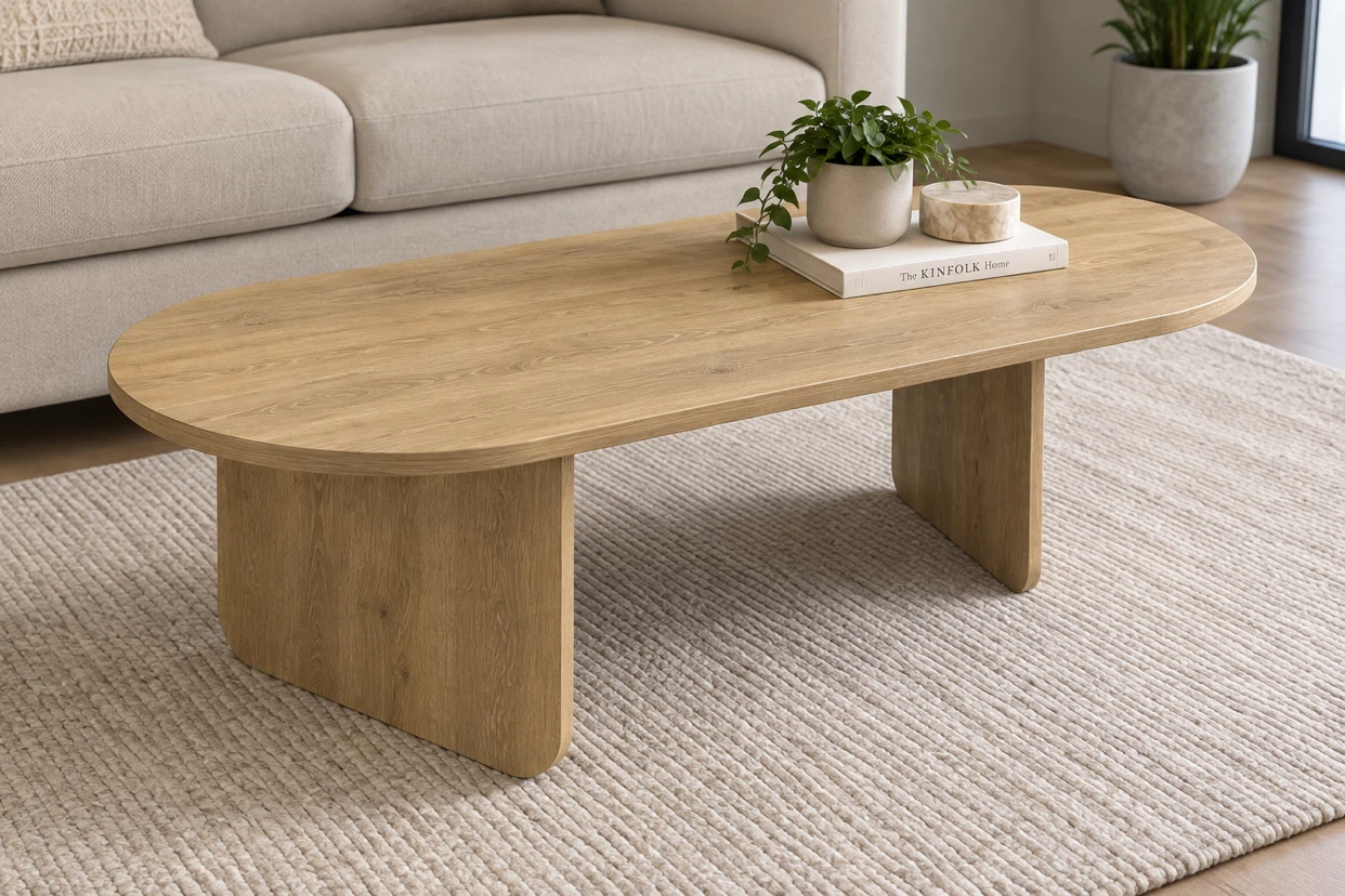 Modern Oval Wooden Coffee Table - photo 2