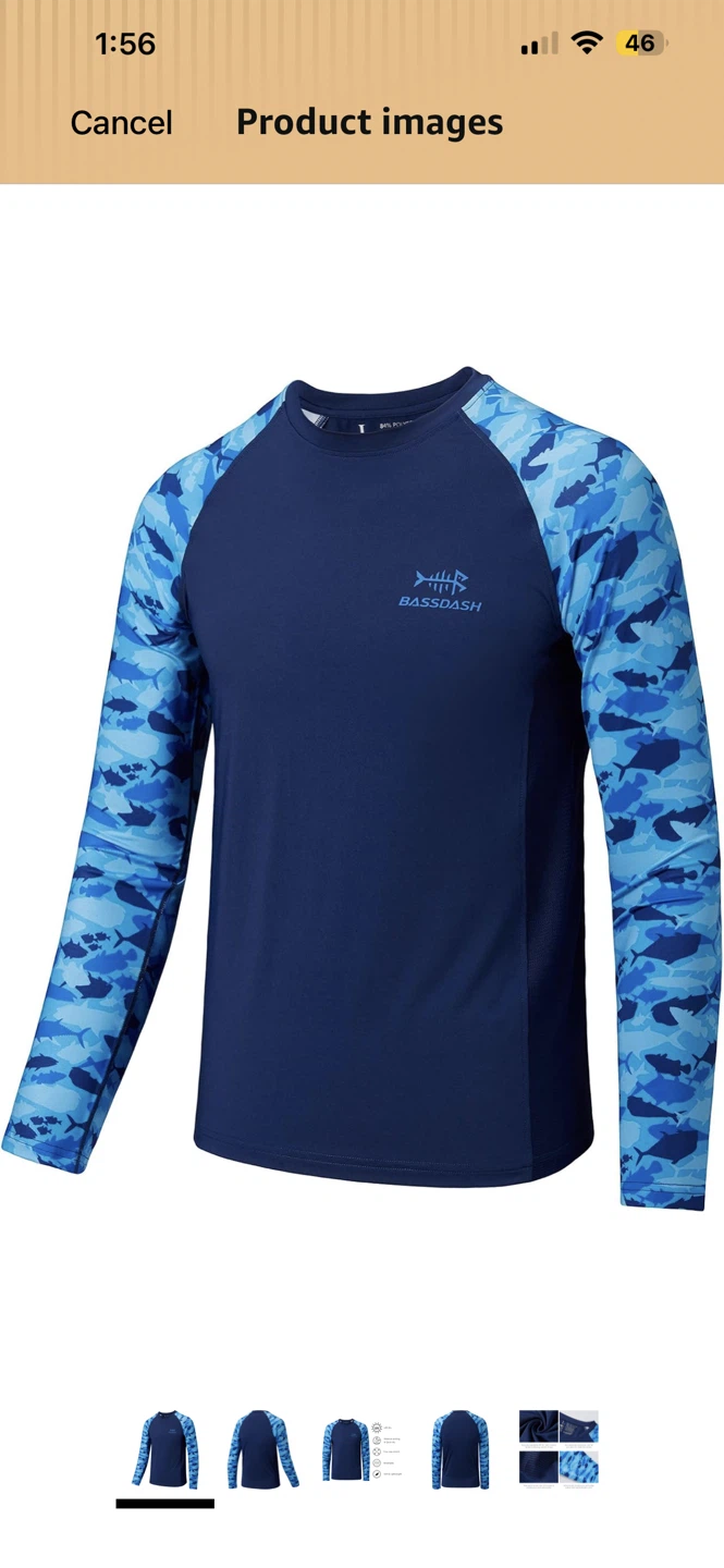 Bassdash UPF 50+ Fishing Shirt - Blue - Large