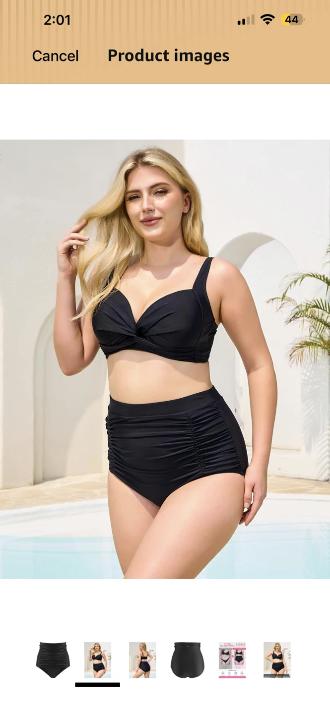 Black high waisted bikini bottom - photo 2