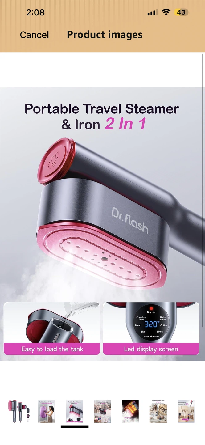 Dr.flash 2-in-1 Portable Travel Steamer and Iron - photo 3