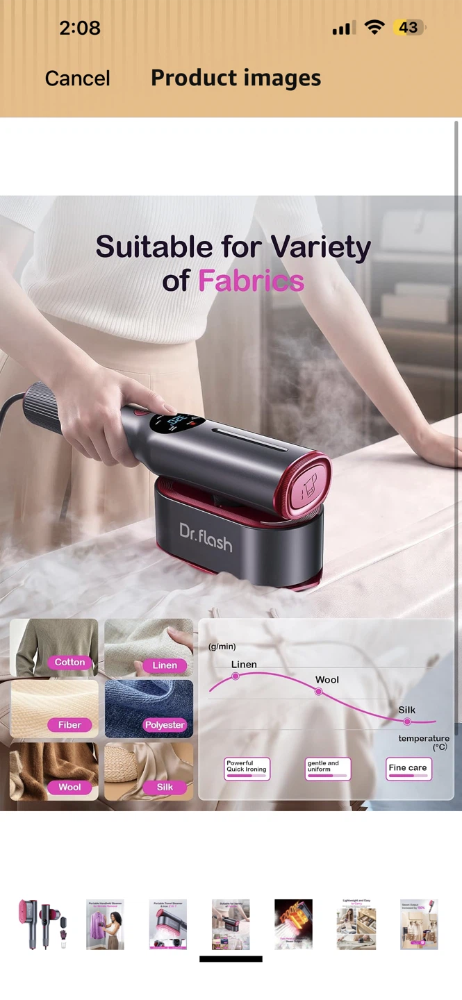 Dr.flash 2-in-1 Portable Travel Steamer and Iron - photo 4