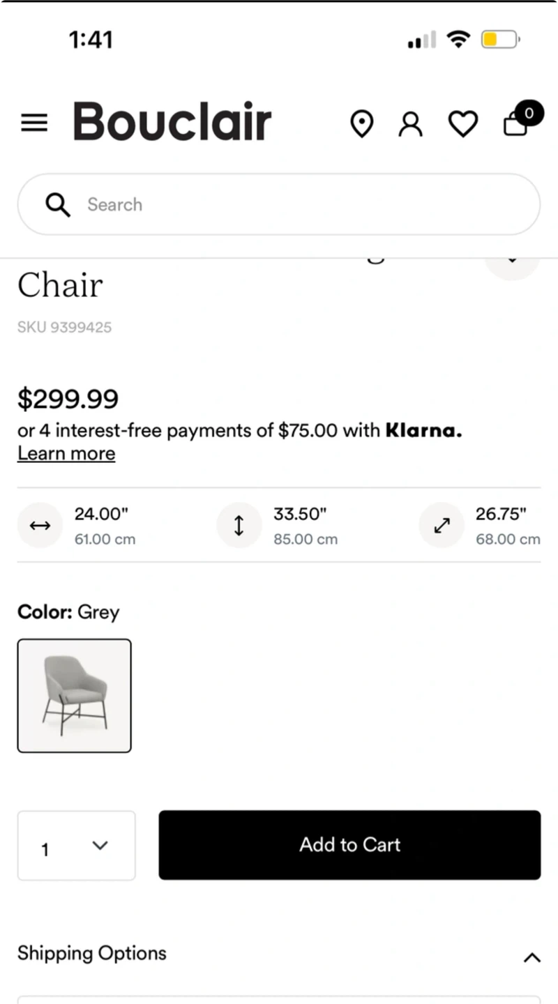 Bouclair Lounge Chair in Grey - photo 2