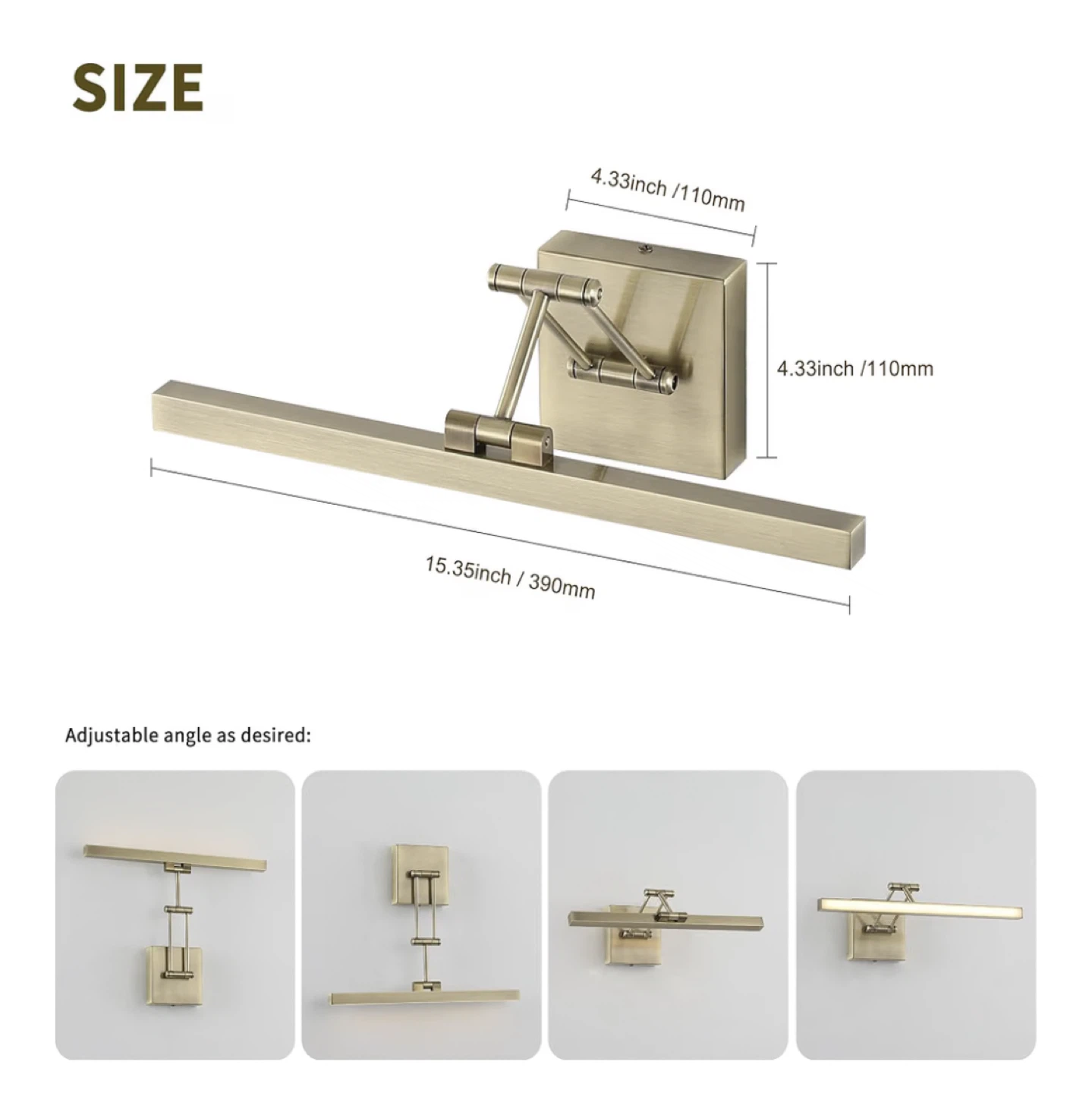 Adjustable Brass Picture Light - photo 3