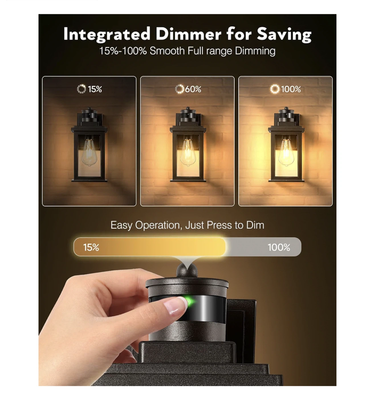 Outdoor Motion Sensor Wall Lantern with Dimmable Light - photo 3