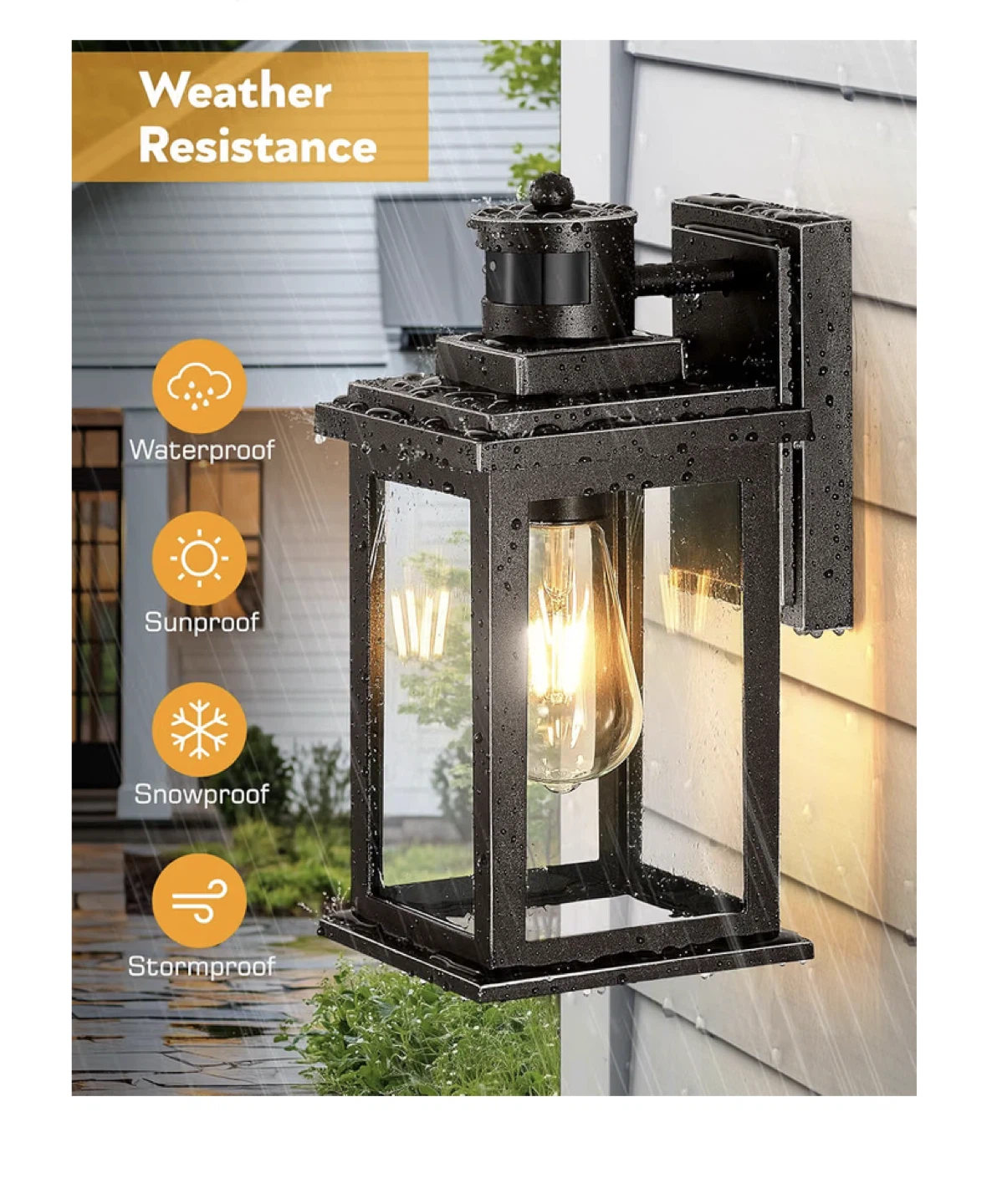 Outdoor Motion Sensor Wall Lantern with Dimmable Light - photo 4