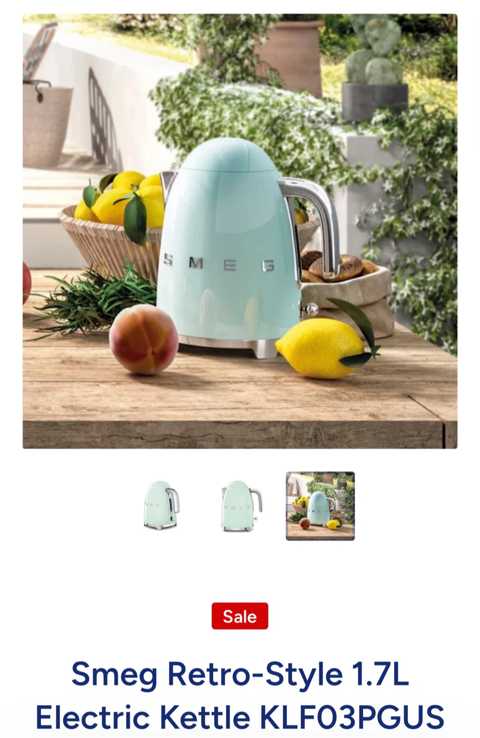 Smeg Retro-Style 1.7L Electric Kettle KLF03PGUS