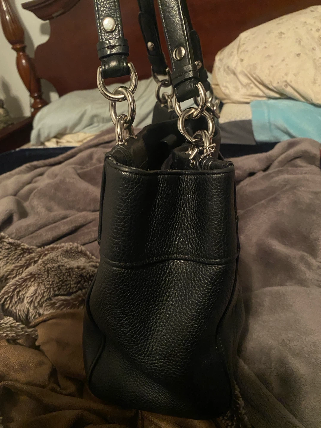 Black Coach Leather Handbag - photo 4